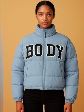 New Body by Raven Tracy Camp Puffer Jacket Sz XS Blue Quilted Coat